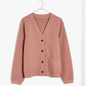 Madewell (Re)sourced Quilted Crop Cardigan Sweatshirt Faded Mauve Size L